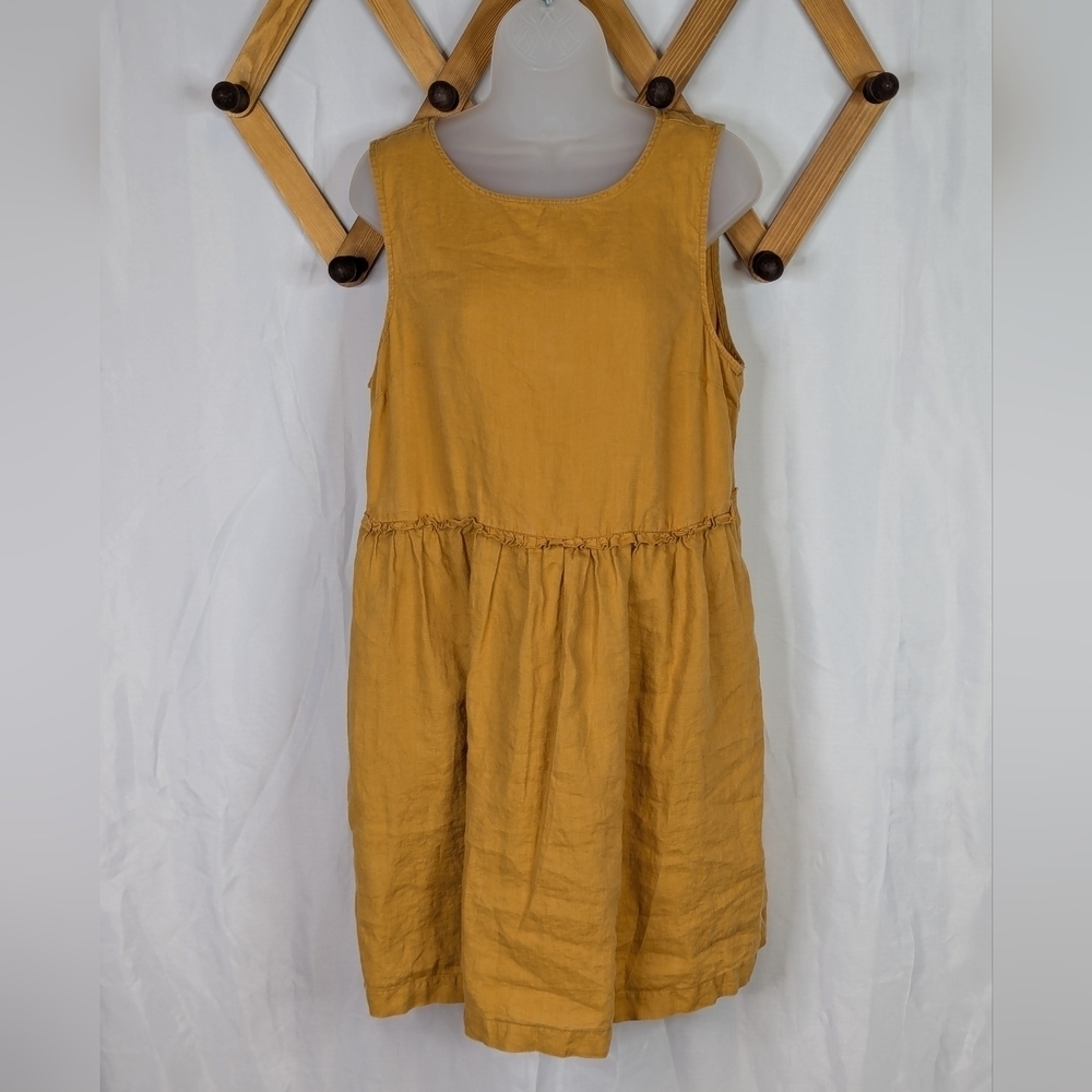 Artisan NY 100% Linen Sleeveless Mustard Yellow Dress - Size 6
